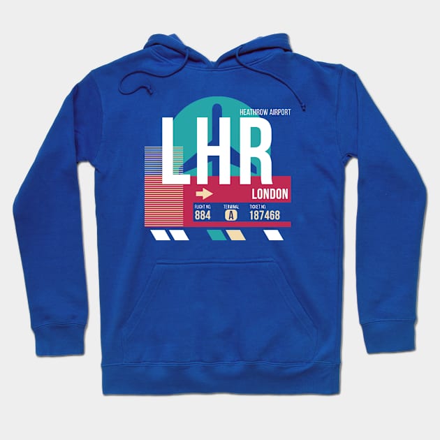 London Heathrow (LHR) Airport Code Baggage Tag E Hoodie by SLAG_Creative